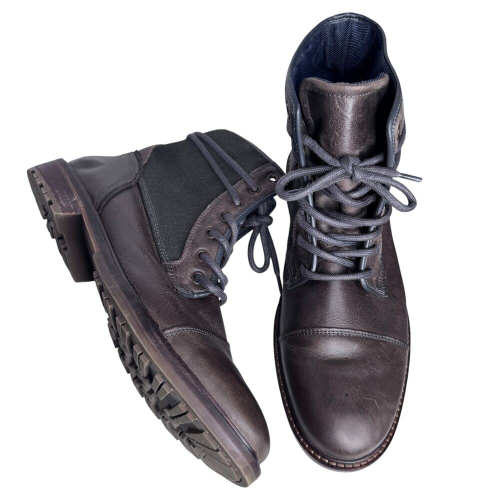 Vintage ALDO Brown Leather Canvas Combat Boots Men’s US 10 EU 43 Made Portugal